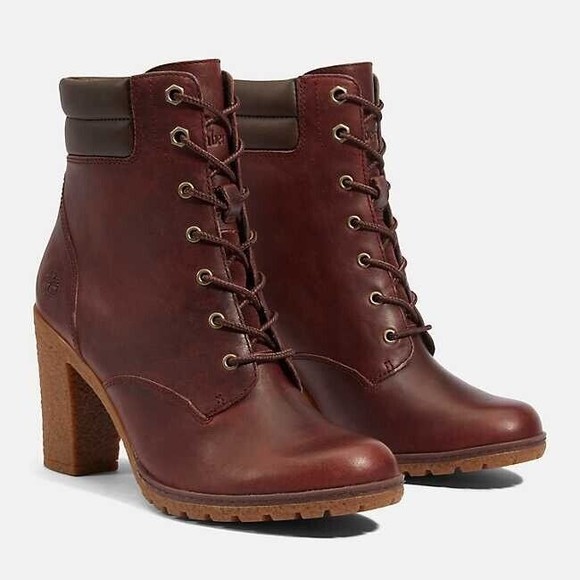 Timberland Women’s Tillston 6 Inch Boot In Burgundy Full Grain Size 9 Lace Up - Picture 4 of 16